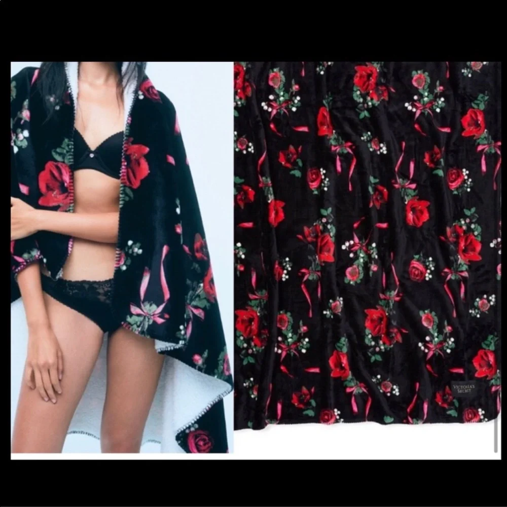 Black Victoria Secret Roses Blanket